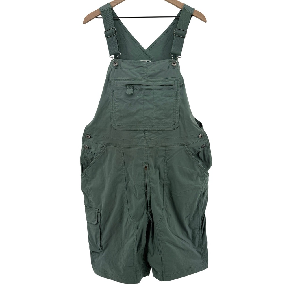 Duluth Heirloom Gardening Bib Shortalls Sage‎ Green Women L Overalls Shorts READ